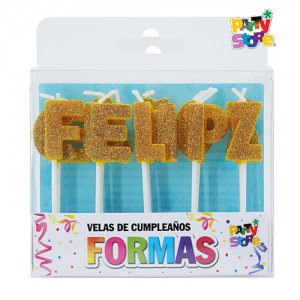 VELAS FORMAS - SET FELIZ CUMPLE DORADO