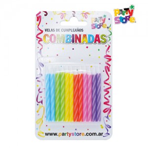 VELAS 6cm COMBINADAS MULTICOLOR x12un.