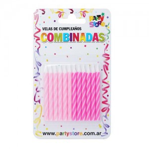 VELAS 6cm COMBINADAS ROSAS x12un.