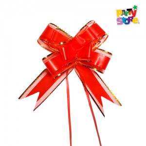 MOÑO FACIL GRANDE ROJO BORDE ORO x 10un. 2.8*47cm