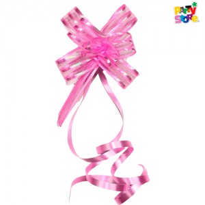 MOÑO FACIL MEDIANO ROSA IRIDISCENTE x 10un. 1.68*34cm