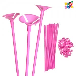 PALITO PARA GLOBOS CON SOPORTE x 42cm - Bolsa x 25un. ROSA