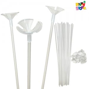 PALITO PARA GLOBOS CON SOPORTE x 42cm - Bolsa x 25un. TRANSPARENTE