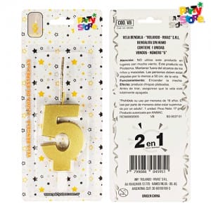 VELA BENGALA NUMERO DORADA Nº 5