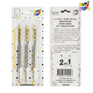 VELA BENGALA ESPIRAL PLATEADA x 3 un.