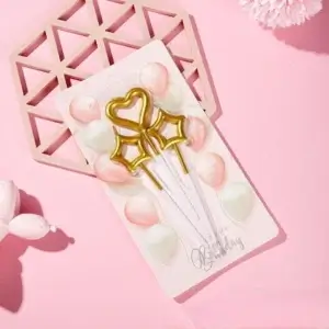 Velas de Corazon y Estrellas Doradas Set x 3U.