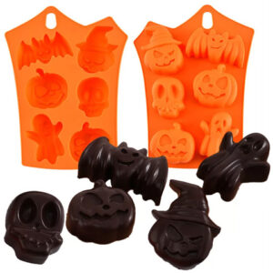 MOLDE SILICONA HALLOWEEN 6 FIGURAS CALABAZA FANTASMA Y MURCIELAGO