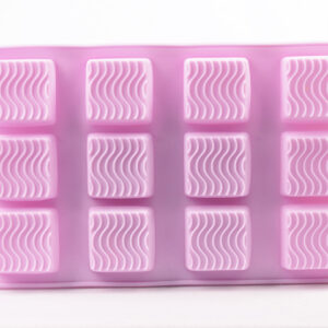 MOLDE SILICONA 12 CUADRADOS c/ONDAS
