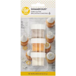 GLITTER COMESTIBLE WILTON BLANCO PERLADO, DORADO Y PLATEADO