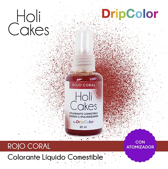 HOLI CAKES C/ ATOMIZADOR ROJO CORAL