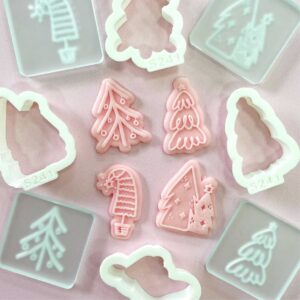 Kit Mini sellos + Kit Mini cortantes Arbolitos de Navidad Mod 1 S241