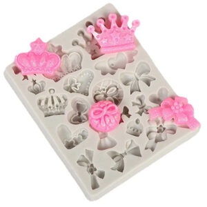 MOLDE SILICONA 19 FIGURAS MOÑOS CORONAS y LAZOS
