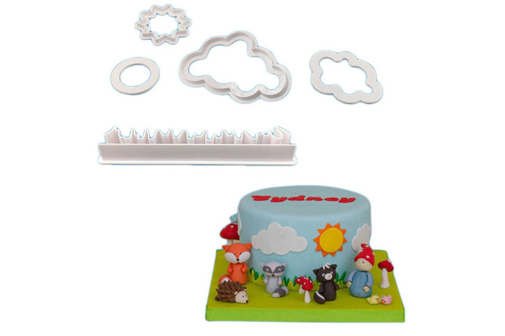 SET 5 CORTANTES REPOSTERIA NUBES, SOL y CESPED (S685) (CS2)