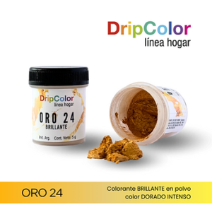 COLORANTE DRIP COLOR POLVO BRILLANTE ORO 24