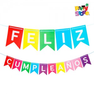BANDERIN *FELIZ CUMPLEAÑOS* MULTICOLOR