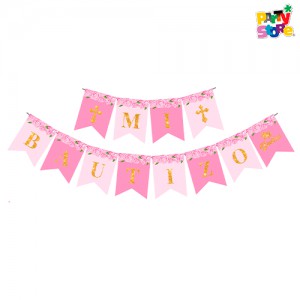 BANDERIN MI BAUTIZO ROSA