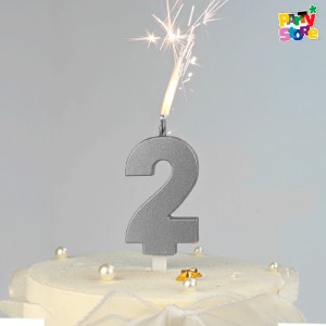 VELA BENGALA NUMERO PLATEADA Nº 2