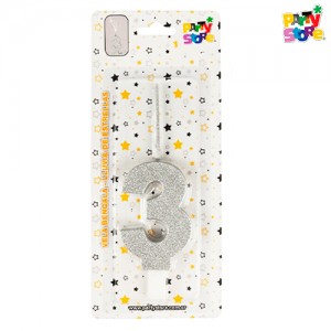 VELA BENGALA NUMERO PLATEADA Nº 3