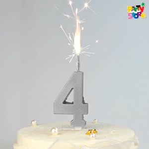 VELA BENGALA NUMERO PLATEADA Nº 4