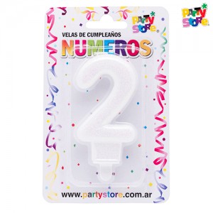 VELA NUMERO BLANCAS BRILLOS Nº 2