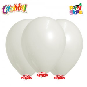 GLOBBY 12" PERLADO METALIZADO BLANCO x 25 unidades