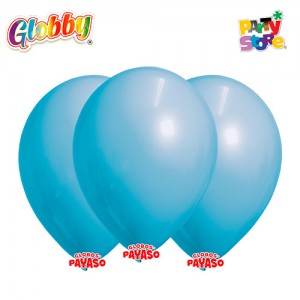 GLOBBY 12" PERLADO METALIZADO CELESTE x 25 unidades