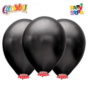 GLOBBY 12" PERLADO METALIZADO NEGRO x 25 unidades