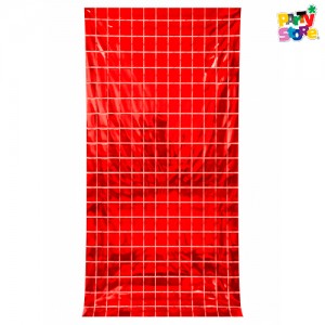 CORTINA RECTANGULOS ROJA 100x200cm