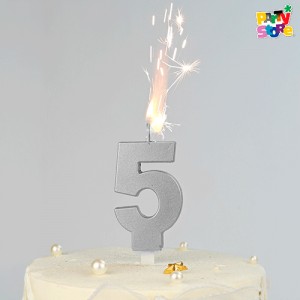 VELA BENGALA NUMERO PLATEADA Nº 5