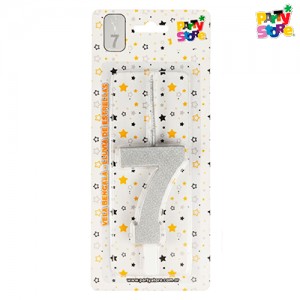 VELA BENGALA NUMERO PLATEADA Nº 7