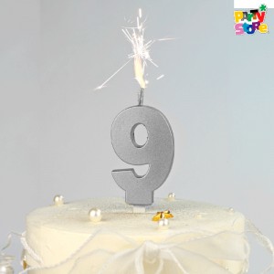 VELA BENGALA NUMERO PLATEADA Nº 9