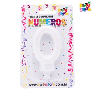 VELA NUMERO BLANCAS BRILLOS Nº 0