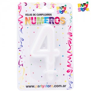 VELA NUMERO BLANCAS BRILLOS Nº 4