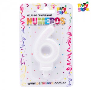 VELA NUMERO BLANCAS BRILLOS Nº 6