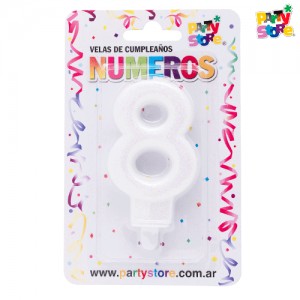 VELA NUMERO BLANCAS BRILLOS Nº 8