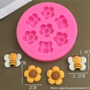 MOLDE SILICONA 4 FLORES + 3 ABEJAS