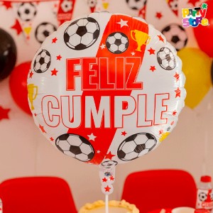 GLOBO 22" (56cm) FELIZ CUMPLE (ROJO Y BLANCO)