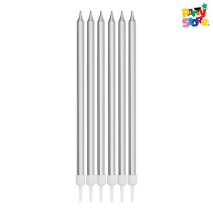 VELAS LARGAS SILVER 12,5cm - Blister x 6 unidades