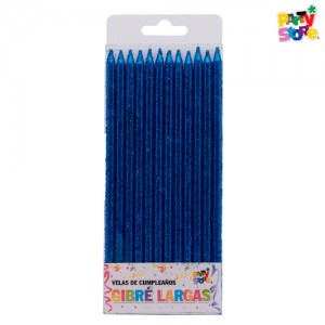 VELA FINITA GIBRE AZUL x 12 unidades