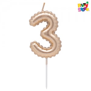 VELA NUMERO GLOBITO DORADO Nº3