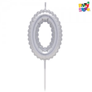 VELA NUMERO GLOBITO PLATEADO Nº0