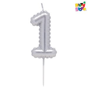 VELA NUMERO GLOBITO PLATEADO Nº1