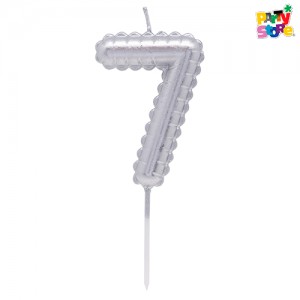 VELA NUMERO GLOBITO PLATEADO Nº7