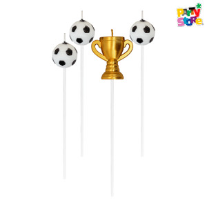 VELAS FORMAS - SET VELA 3D COPA Y PELOTAS x 4 piezas