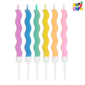 VELAS ONDAS PASTEL 11cm - Blister x 6 unidades