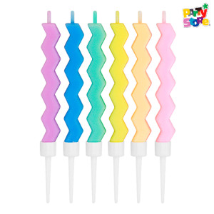 VELAS ZIG ZAG PASTEL 11cm - Blister x 6 unidades