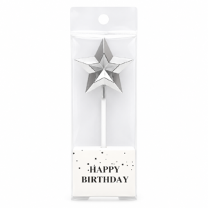 Vela de Cumpleaños Estrella PLATEADA