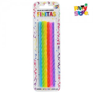 VELAS FINITAS 17cm MULTICOLOR - Blister x 24 u