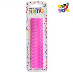 VELAS FINITAS 17cm TORNEADAS MAGENTAS - Blister x 24 u
