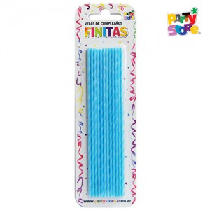 VELAS FINITAS 17cm TORNEADAS CELESTES - Blister x 24 u